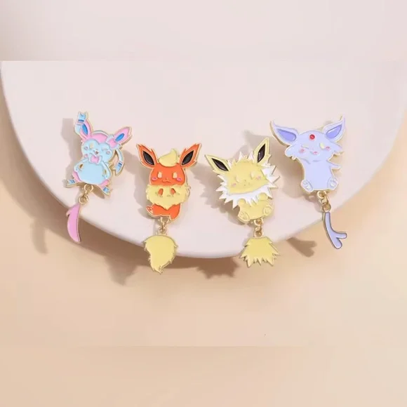 3 For $35 Pokemon Espeon Eeveelution Enameled Pin Brooch Hanging Moving Tail - Picture 9 of 12